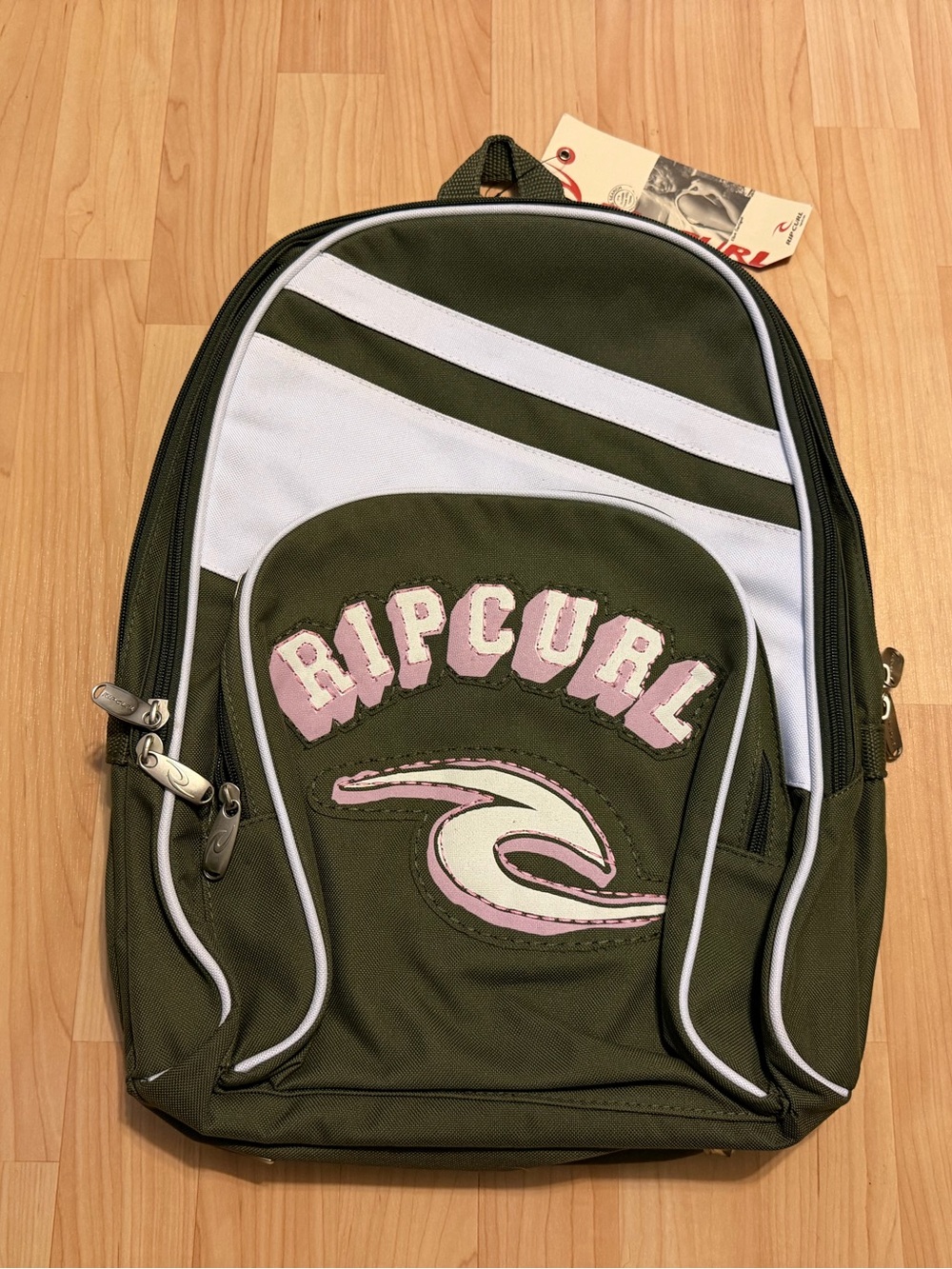 Rip Curl Surf Pink Wave Y2K Green Backpack Bag Women's Girls NEW NWT